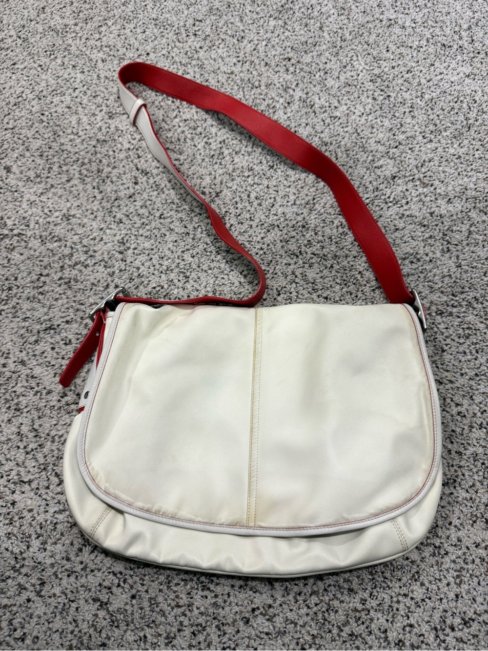 Coach White Crossbody Bag with Red Strap